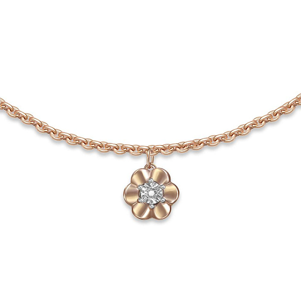 Колье Цветок из красного золота с бриллиантом