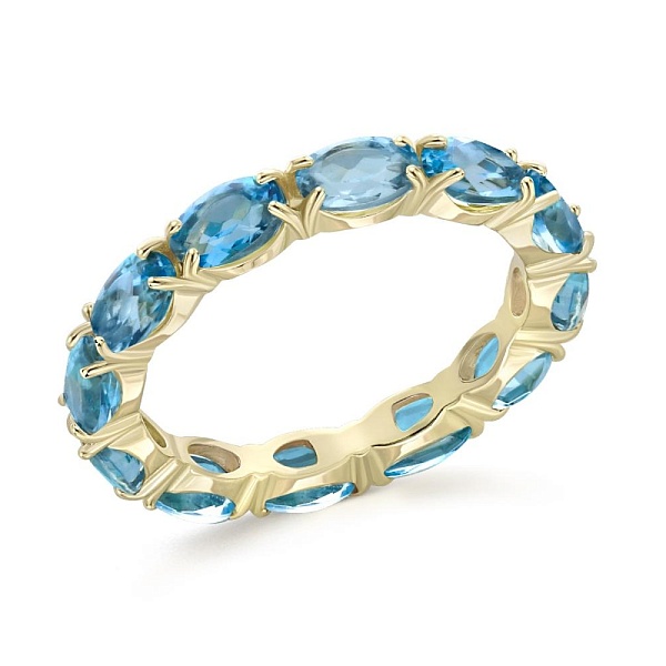 Кольцо Дорожка из жёлтого золота с 12 топазами swiss