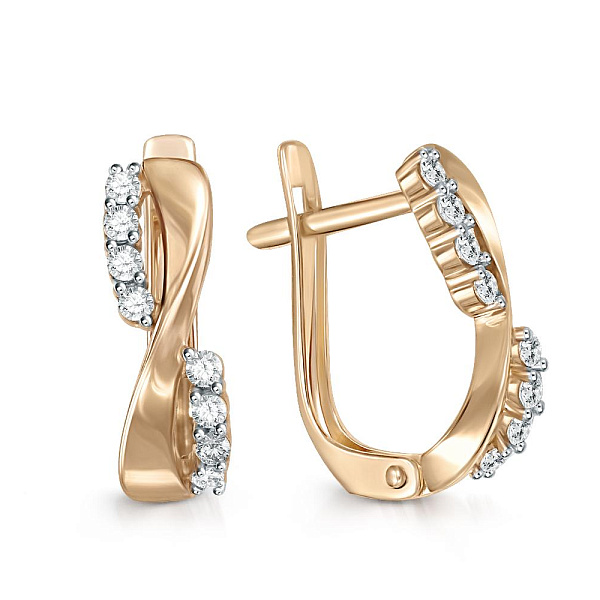 Серьги из жёлтого золота с 16 фианитами