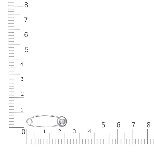 Булавка из белого золота с фианитом