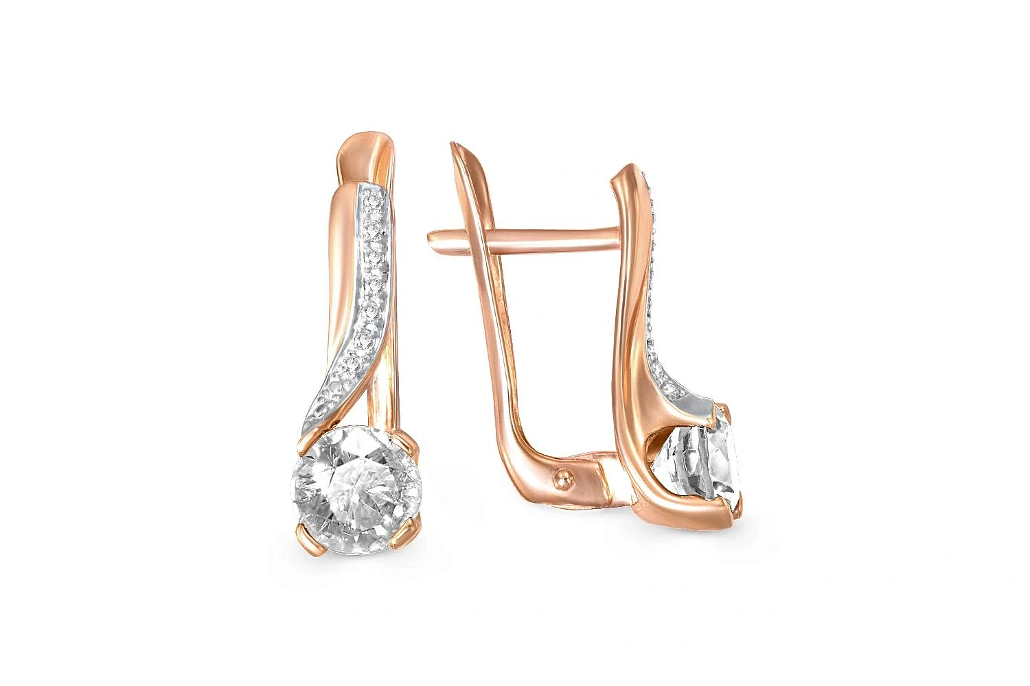 Серьги из красного золота с 16 кристаллами swarovski