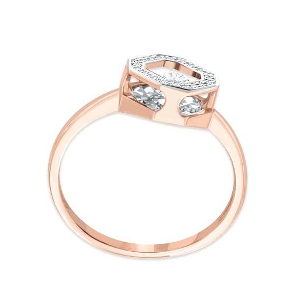 Кольцо из красного золота с 21 выращенными бриллиантами