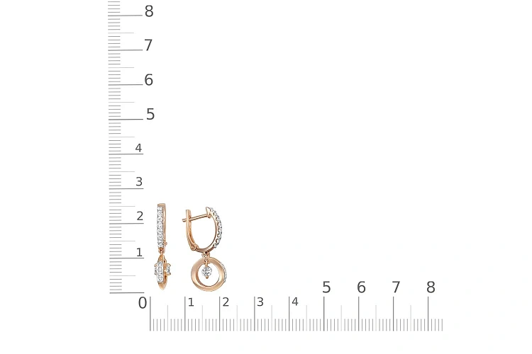 Серьги из красного золота с 20 фианитами