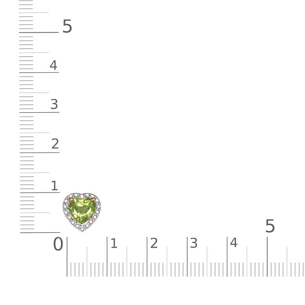 Подвеска Сердце из красного золота с хризолитом и 18 фианитами