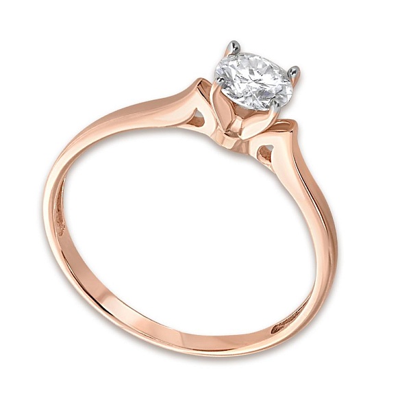 Кольцо из красного золота с муассанитом