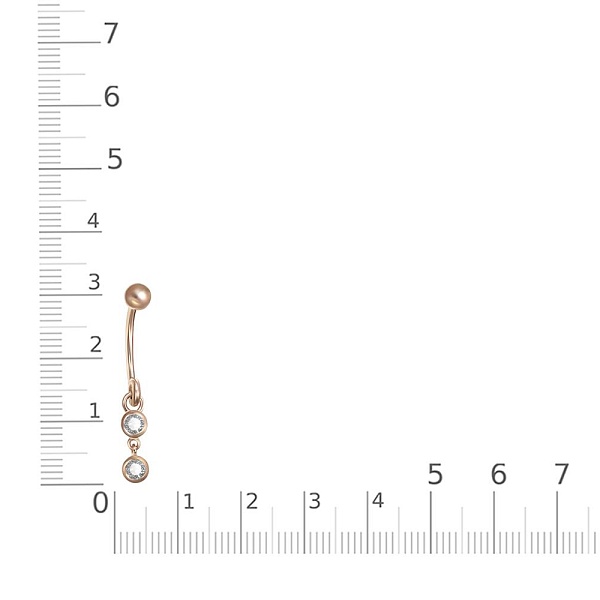 Пирсинг из красного золота с 2 фианитами