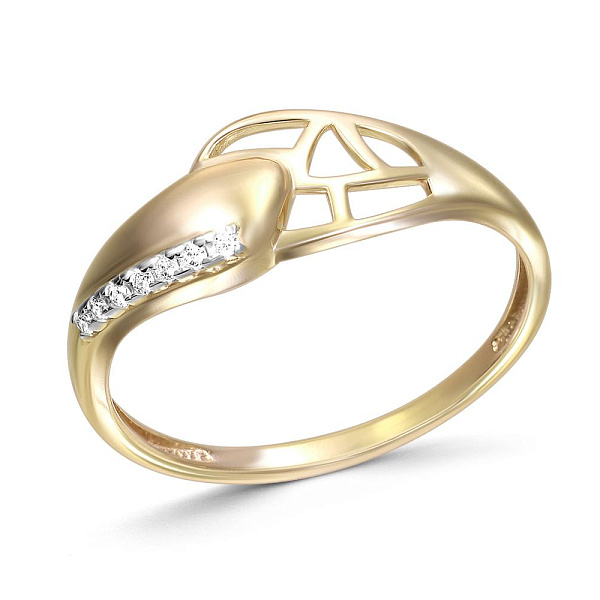 Кольцо из жёлтого золота с 10 фианитами