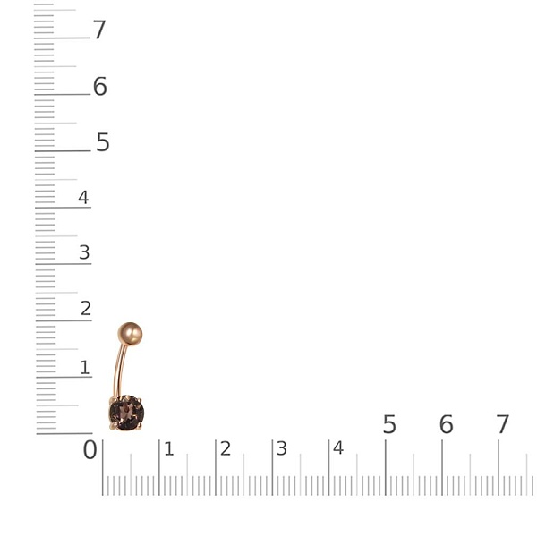 Пирсинг из красного золота с раухтопазом