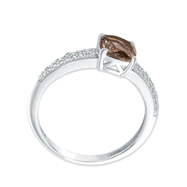 Кольцо из белого золота с раухтопазом и 50 бриллиантами