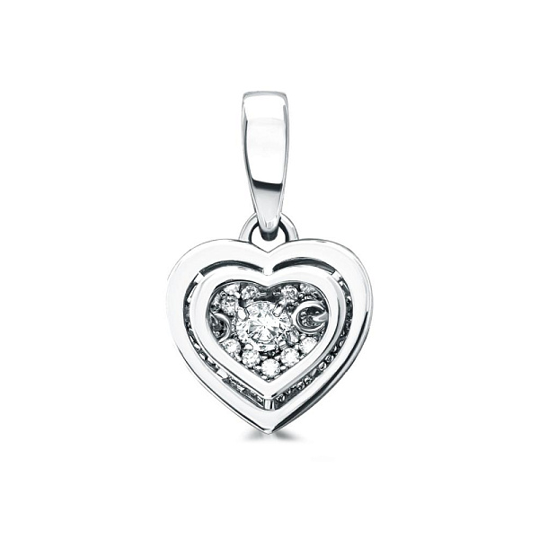 Подвеска Сердце из белого золота с 32 выращенными бриллиантами