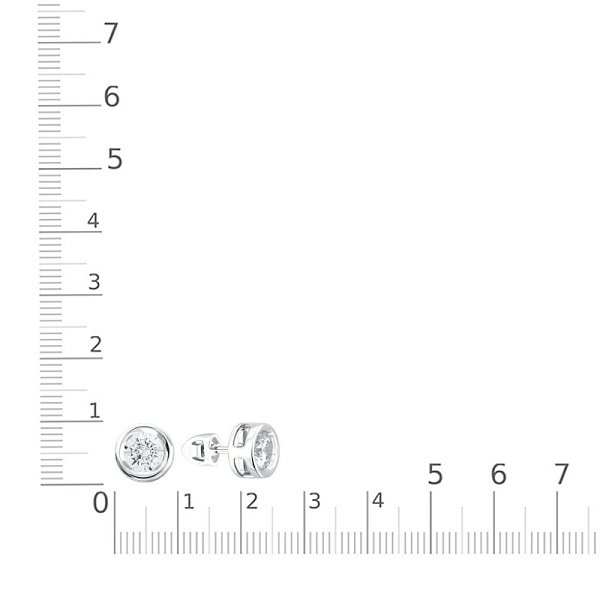 Серьги-пусеты из белого золота с 2 муассанитами