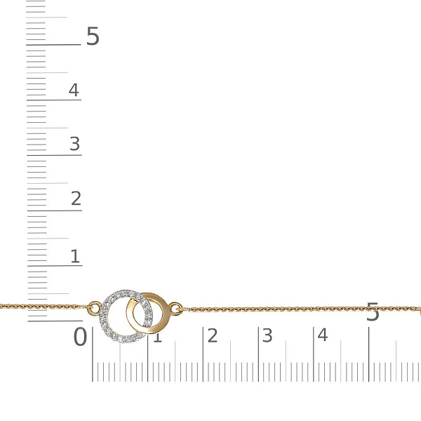 Браслет Круг из жёлтого золота с 20 фианитами