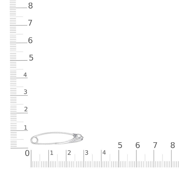 Булавка из белого золота с 3 фианитами