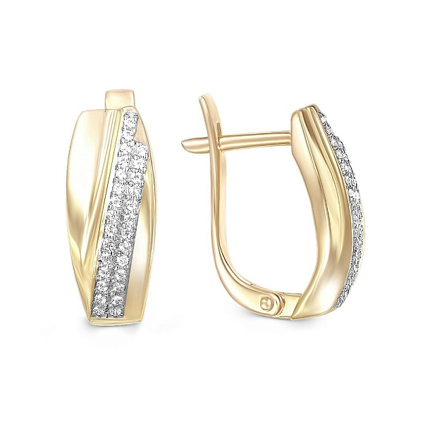 Серьги из жёлтого золота с 56 фианитами