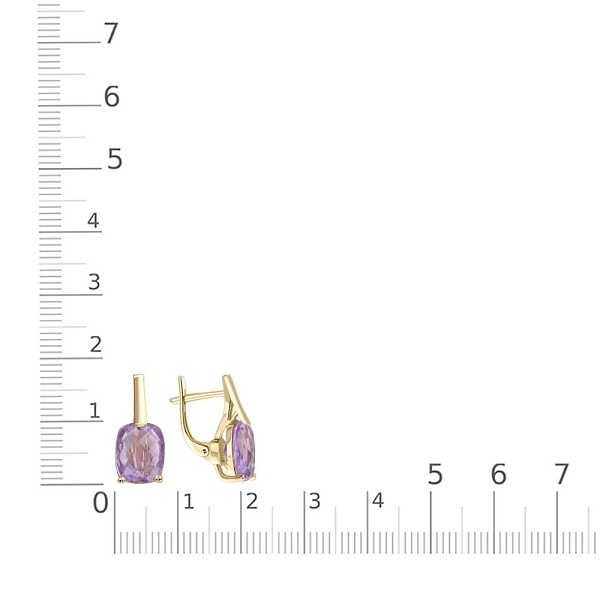 Серьги из жёлтого золота с 2 аметистами