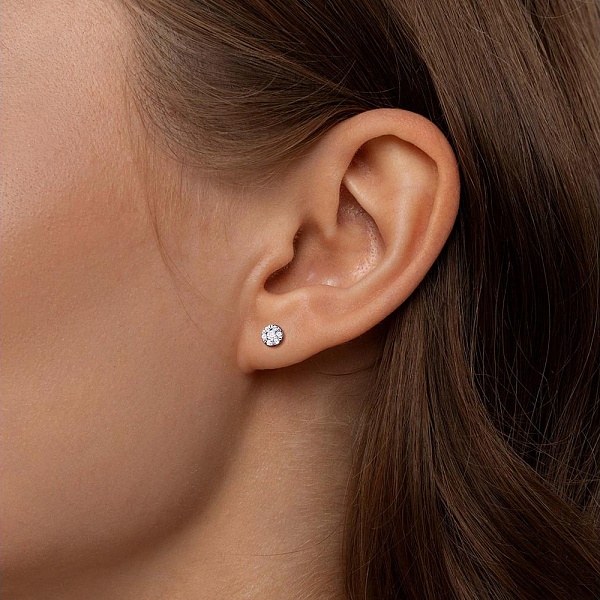 Серьги-пусеты Малинки из красного золота с 14 муассанитами