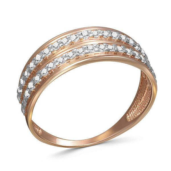 Кольцо Дорожка из красного золота с 42 фианитами