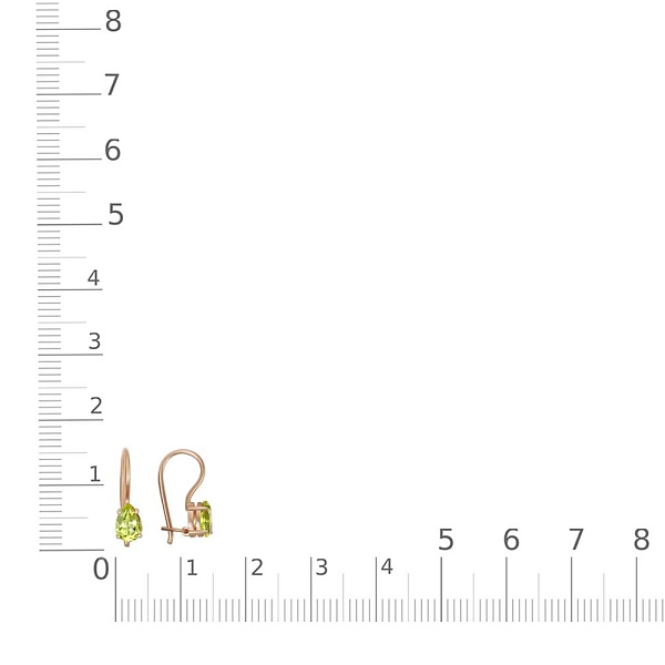 Детские серьги из красного золота с 2 хризолитами