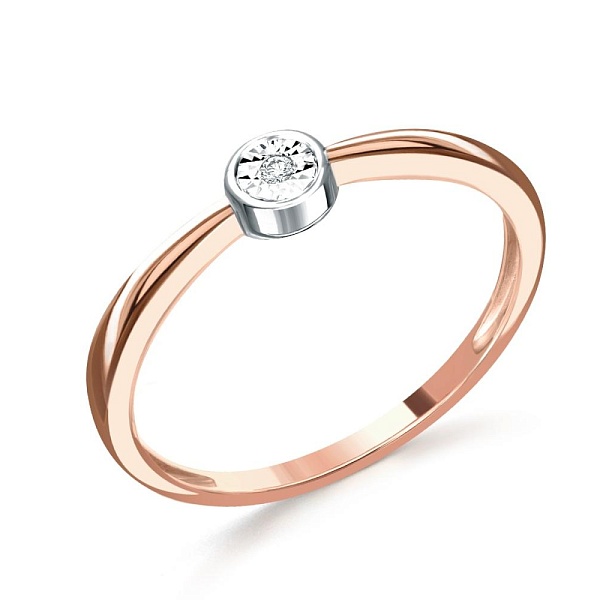 Кольцо из красного золота с бриллиантом