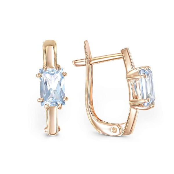 Серьги из красного золота с 2 топазами sky