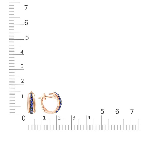 Серьги из красного золота с 18 корундами