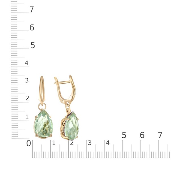 Серьги из жёлтого золота с 2 кварцами