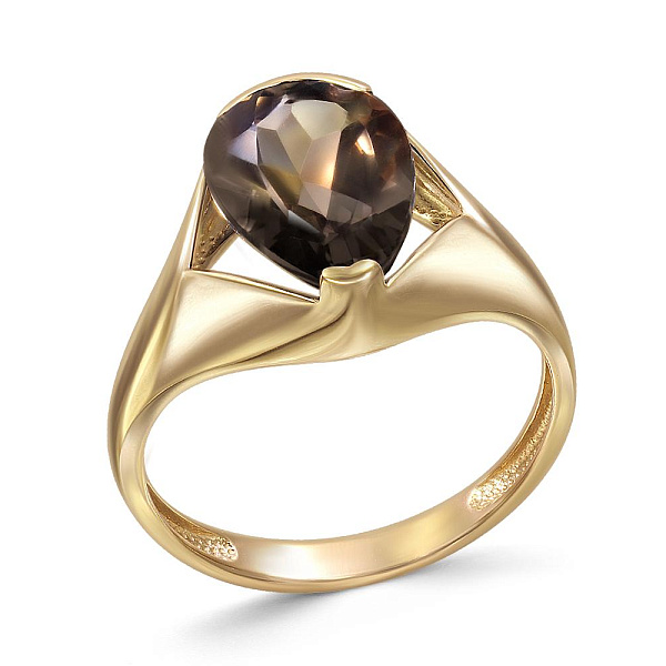 Кольцо из жёлтого золота с раухтопазом