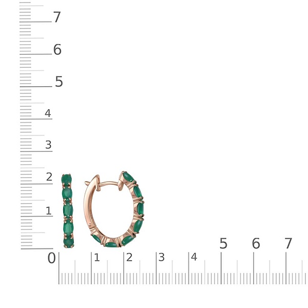 Серьги из красного золота с 14 агатами