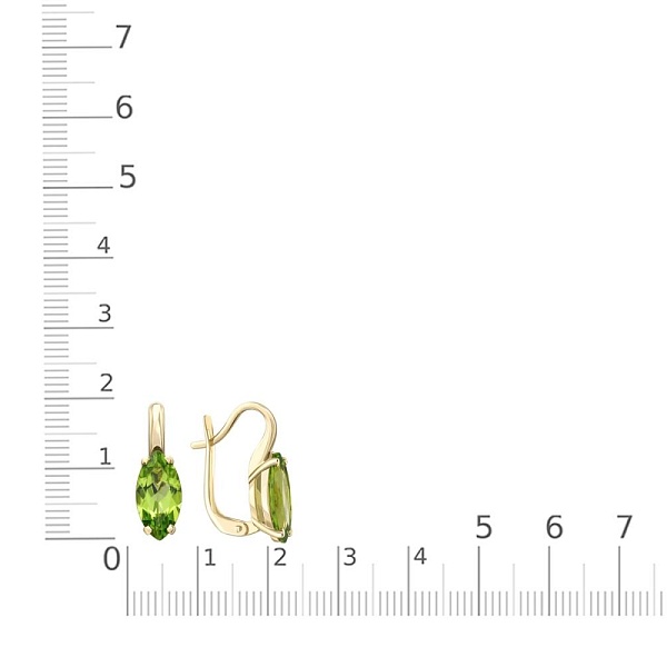 Серьги из жёлтого золота с 2 хризолитами