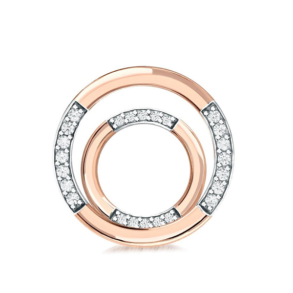 Комплект подвесок Круги из красного золота с 24 выращенными бриллиантами