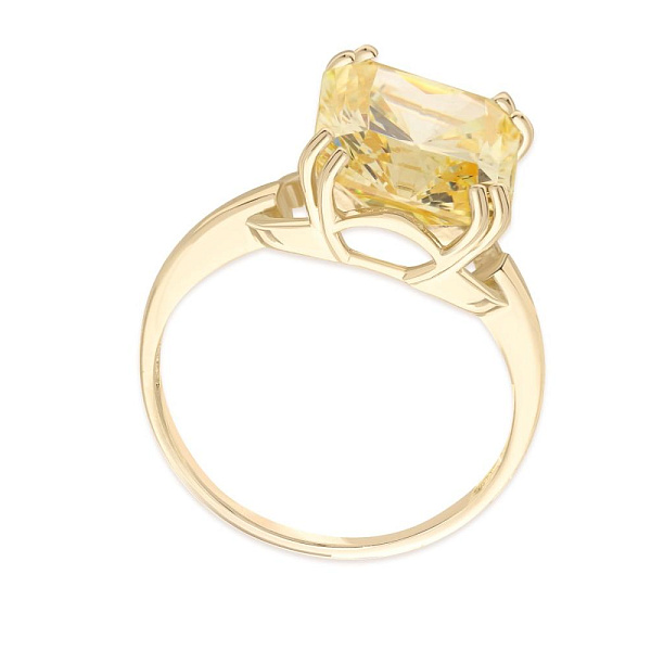 Кольцо из жёлтого золота с фианитом