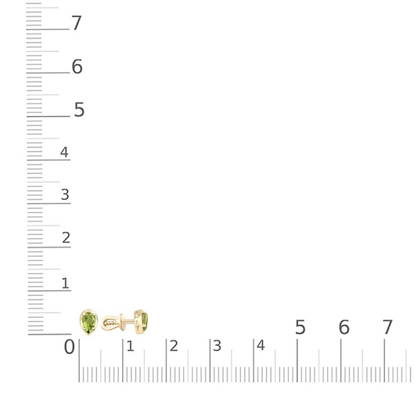 Серьги-пусеты из жёлтого золота с 2 хризолитами
