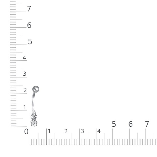 Пирсинг Сердце из белого золота с фианитом