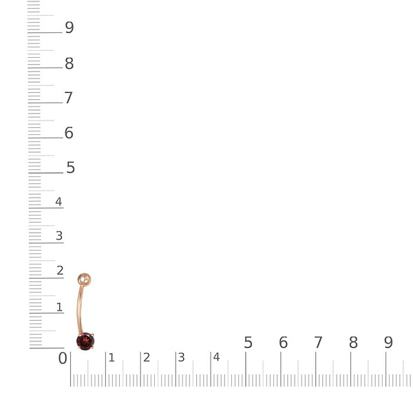 Пирсинг из красного золота с гранатом