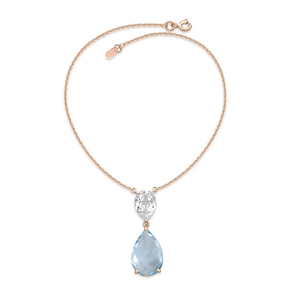 Колье из красного золота с топазом sky и фианитом