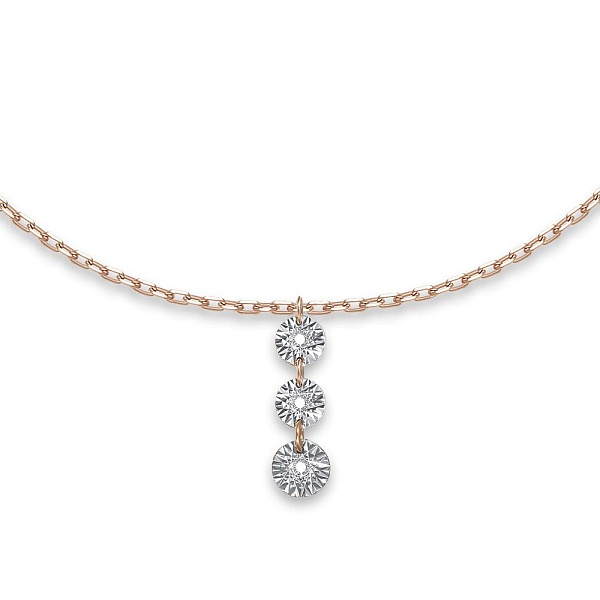 Колье из красного золота с 3 бриллиантами