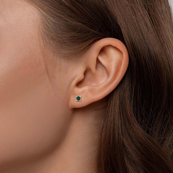 Серьги-пусеты из красного золота с 2 агатами и 8 бриллиантами