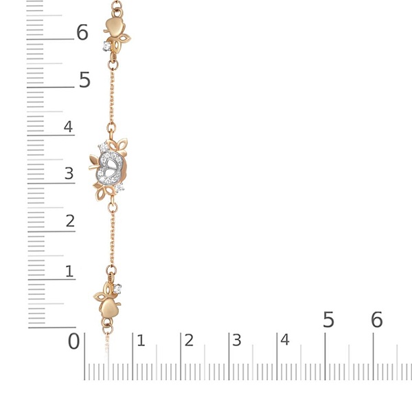 Браслет Яблоко из красного золота с 12 фианитами