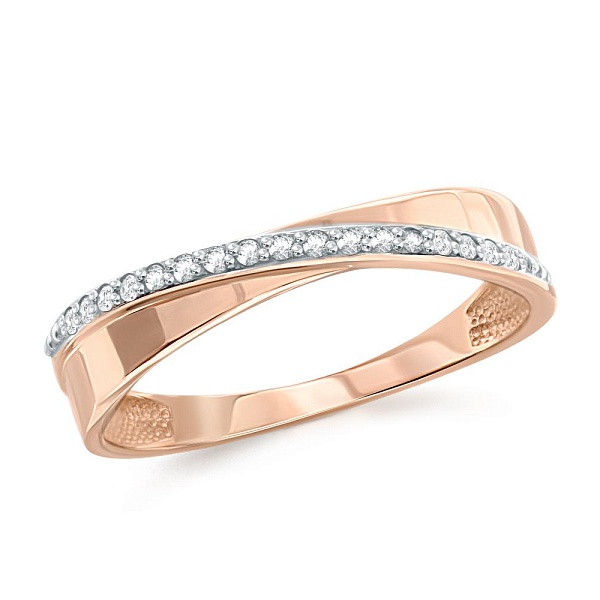 Кольцо Дорожка из красного золота с 17 бриллиантами