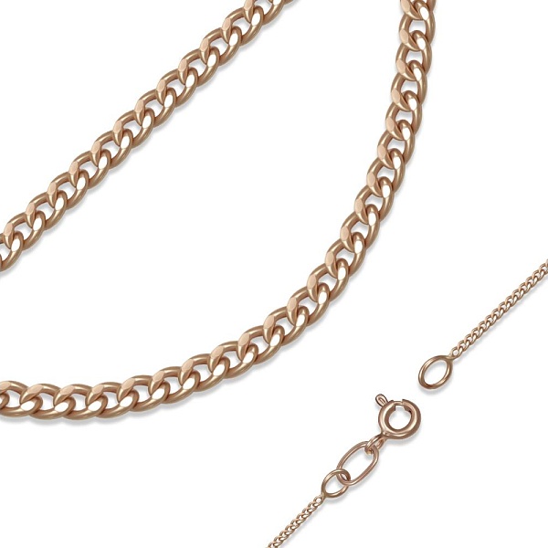 Цепь плетение панцирь ⌀ нити 0,35 мм  из красного золота