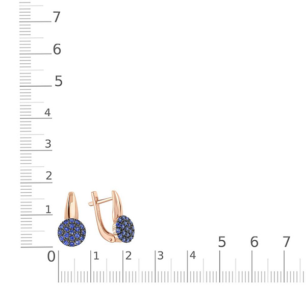 Серьги из красного золота с 38 корундами
