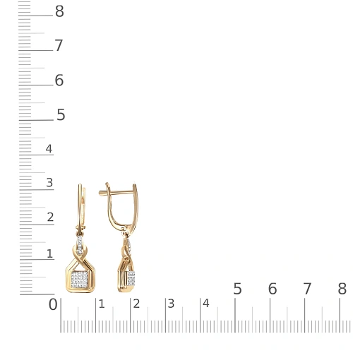 Серьги из жёлтого золота с 50 фианитами