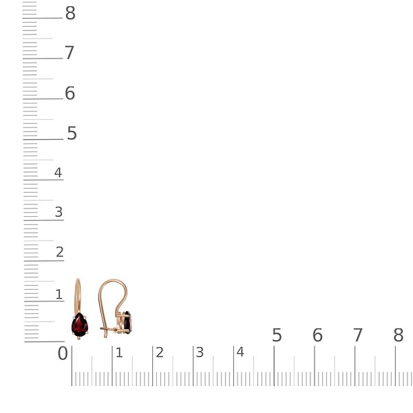 Детские серьги из красного золота с 2 гранатами