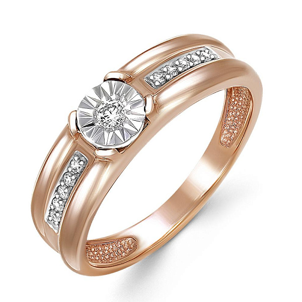 Кольцо из красного золота с 11 бриллиантами