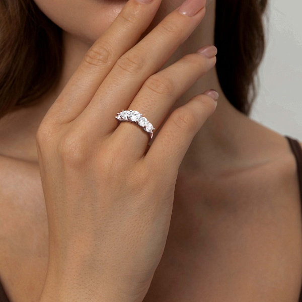 Кольцо Дорожка из белого золота с 5 выращенными бриллиантами