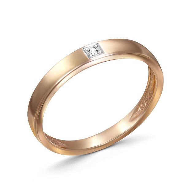 Обручальное кольцо из красного золота с бриллиантом