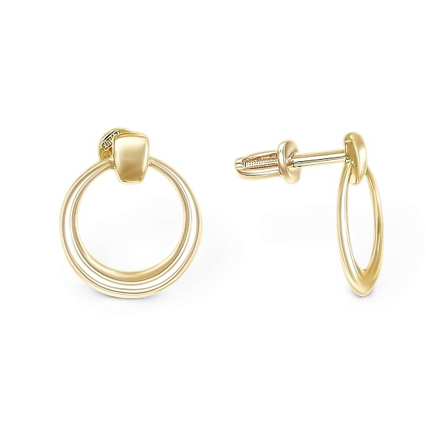 Серьги-пусеты Круги из жёлтого золота без вставок