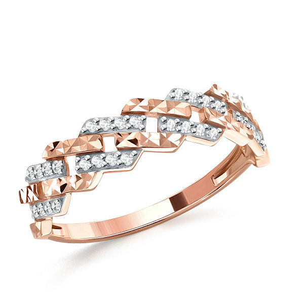 Кольцо из красного золота с 32 фианитами