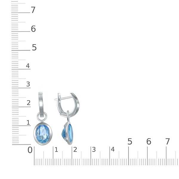 Серьги-трансформеры из белого золота с 2 топазами swiss