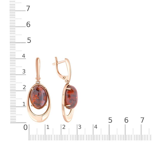 Серьги из красного золота с янтарём